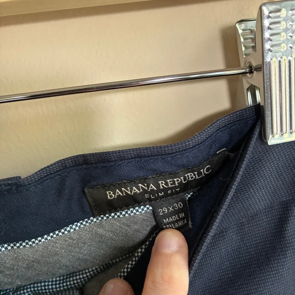 Banana Republic Slim Fit Chino Pants 29x30 Navy Blue Mens Cotton Stretch